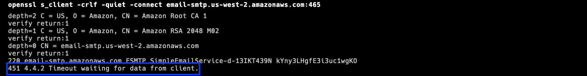 AWS SES SMTP 연결 테스트